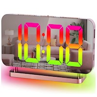 Reloj de escritorio despertador digital con espejo RGB